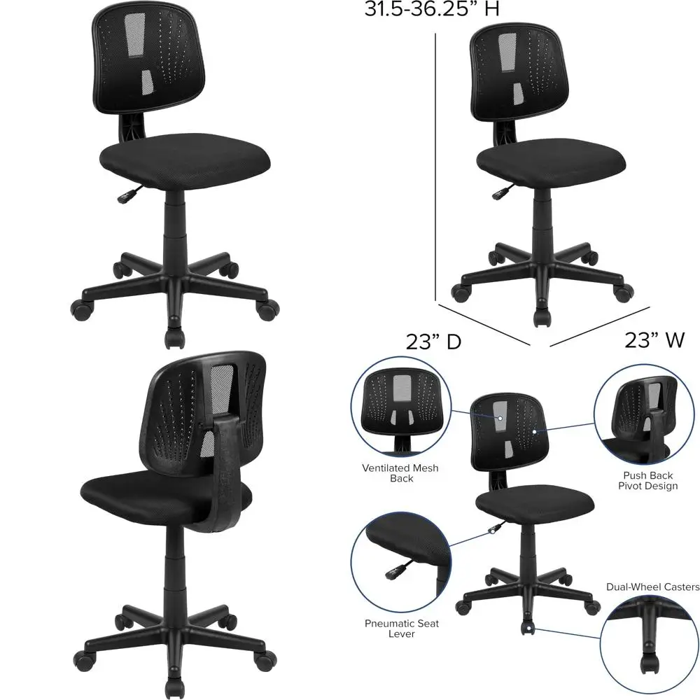 

Mid-Back Swivel Ergonomic Mesh Office Chair with Pivot Back and Height-Adjustable Features