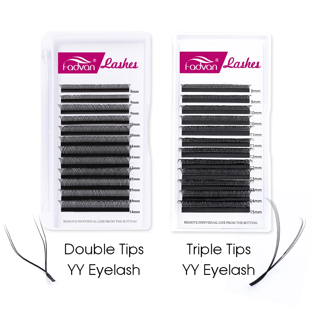 Fadvan 3D YY Shaped Lashes 3 Split Tips Eyelash Extension Soft BASF Lash C/D/DD Curl Hand-Made High Quality Volume Fan Eyelashes