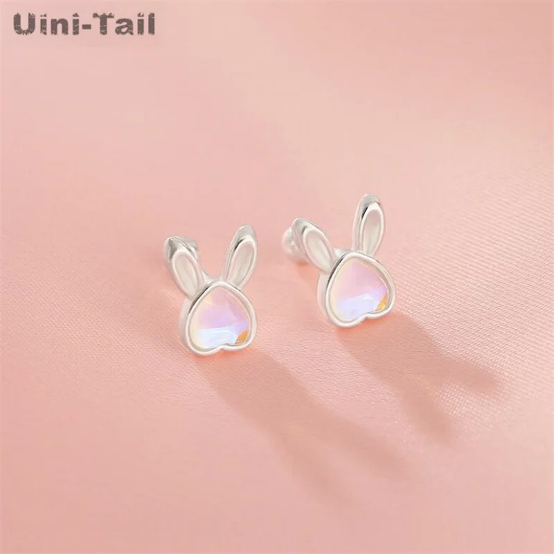 Uini-Tail hot selling new 925 sterling silver cute heart-shaped rabbit earrings simple and small temperament sweet high-quality
