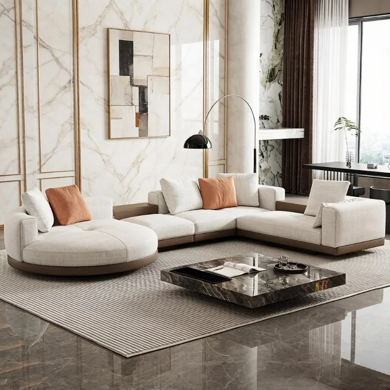 Italian designer large flat-floor villa horizontal hall large apartment corner combination sofa