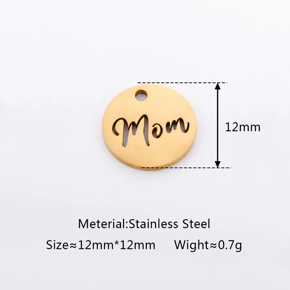 Hollow Mother's Day Gift Necklace Bracelet Accessories Stainless Steel Mom Letter Charms Unique Pendants Mother