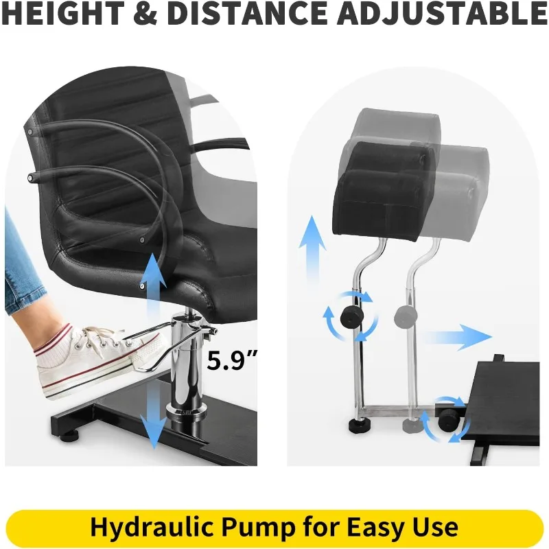 Hydraulic Lift Adjustable Spa Pedicure Unit with Easy-Clean Bubble Massage Footbath Black