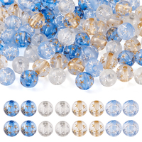 75/80pcs 8 10mm Transparent Frosted Resin Beads Round with Metal Enlaced Star for Jewelry Making Bracelet Necklace Accessories