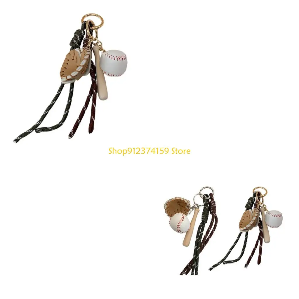 G5AE Artistic Baseball Purse Charm Delicate Bag Pendant Stylish metal keyring for Women Compact Fashion Jewelry Gift