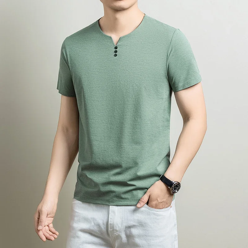 Mens Casual Henley Neck T Shirts Short Sleeve Soft Breathable Comfortable Fashion Tops for Men Daily Wear Streetwear Summer image 5