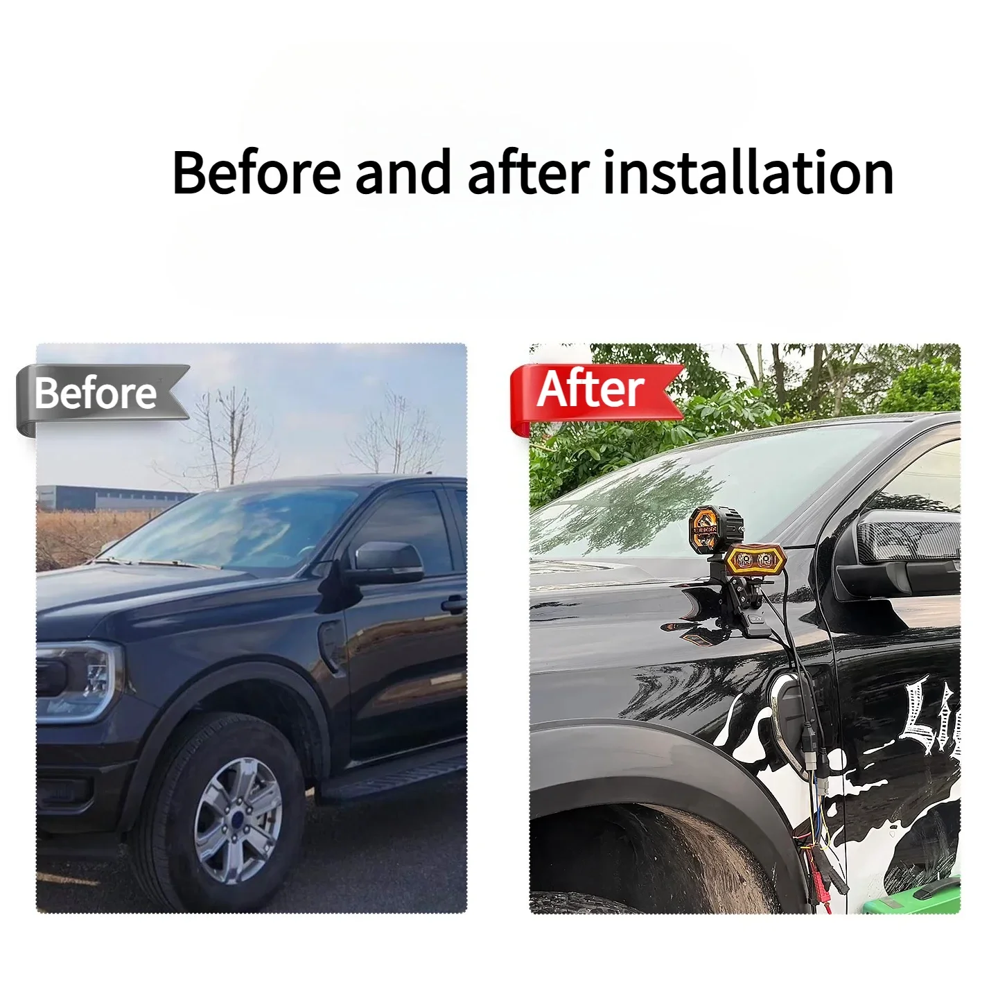 For Ford Ranger 2023-2026 A-Pillar Z Series Extension Bracket Modified Hood LED Dual Light Quick-Release Bracket Accessories