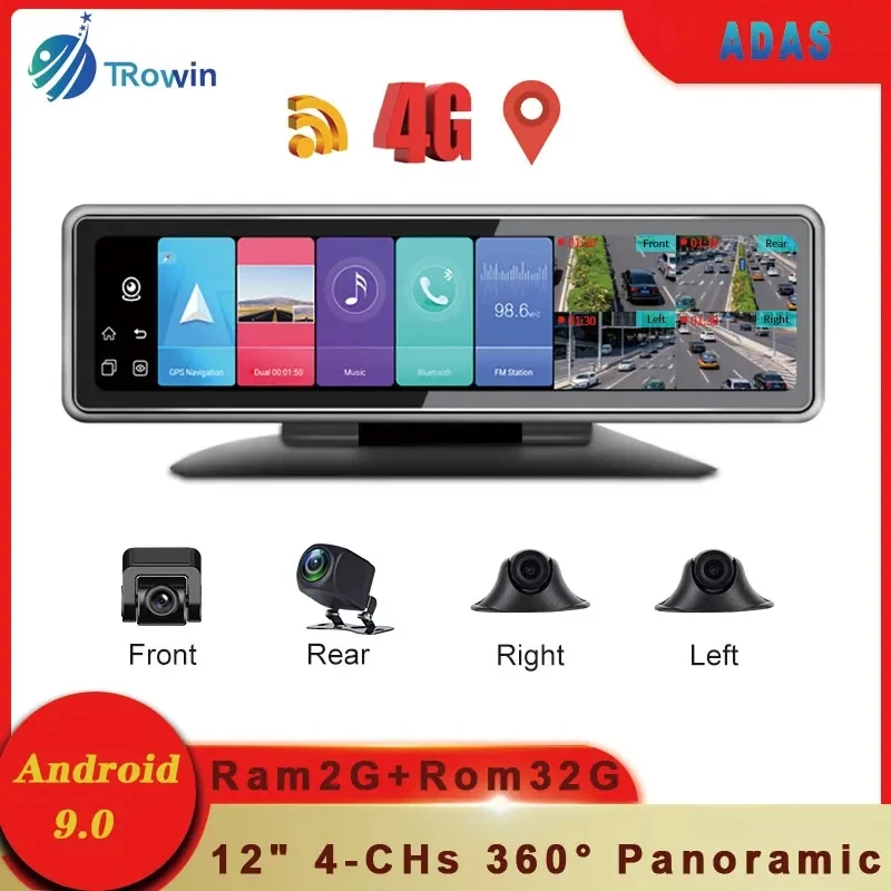 4 Cameras 4G Android 9.0 Car DashCam Video Recorder 12