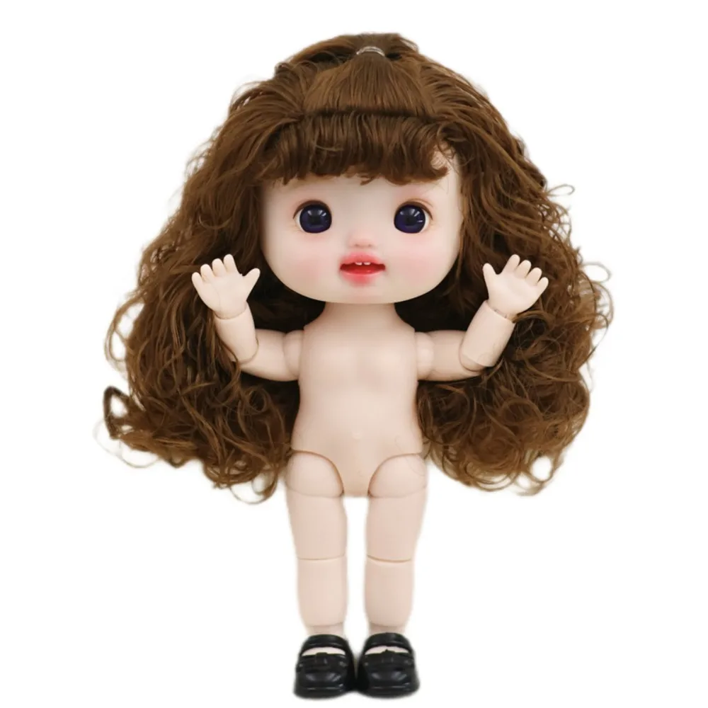 

Beautiful 1/6 Movable Joint Doll Body Kawaii Moveable Nude 22 Ball Jointed Doll DIY 3D Big Head Doll with Hair Kids