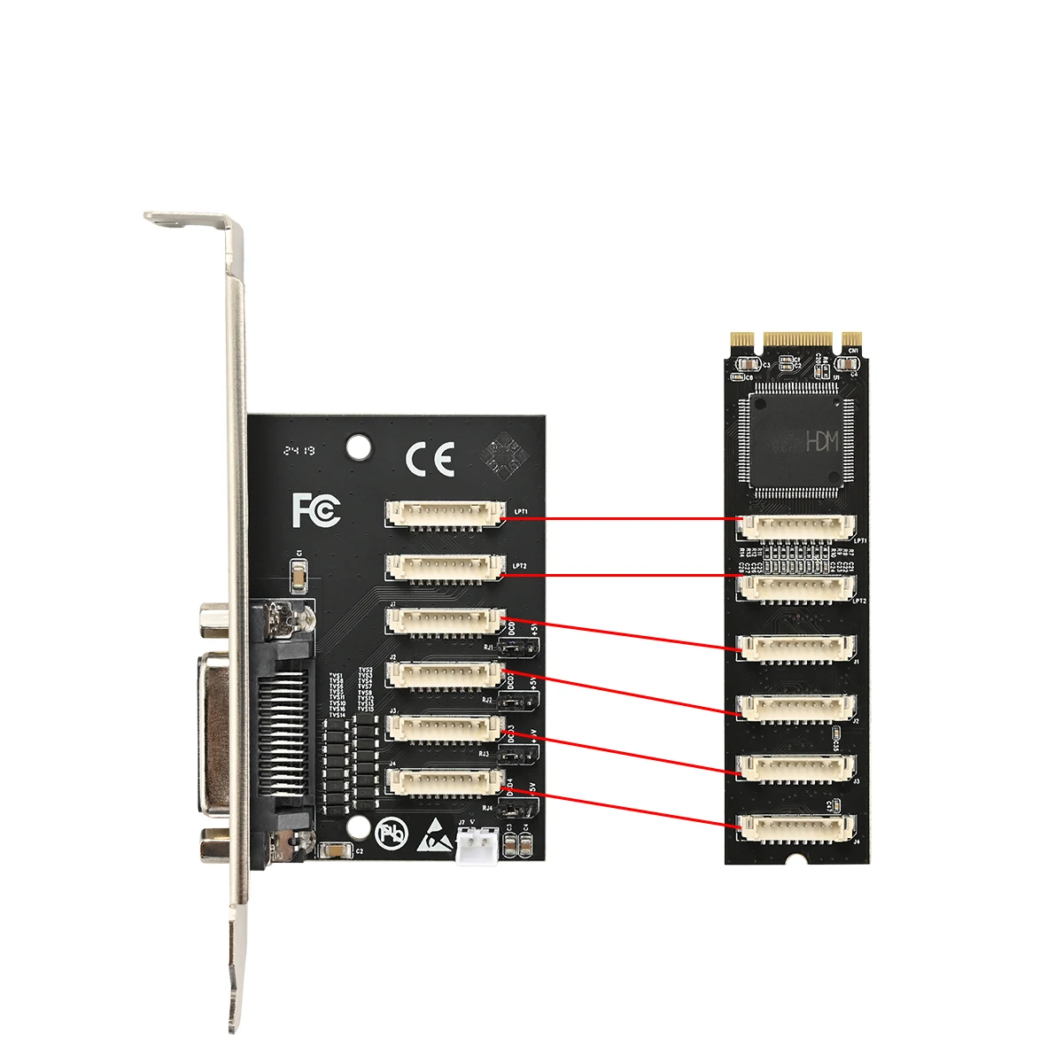 Imagem -03 - Iocrest-cartão de Expansão Multi Impressora Paralela M.2 a Rs232 Porta Serial Db9 Db25 Lpt1 Chave b Ngff 2280 mm Wch384