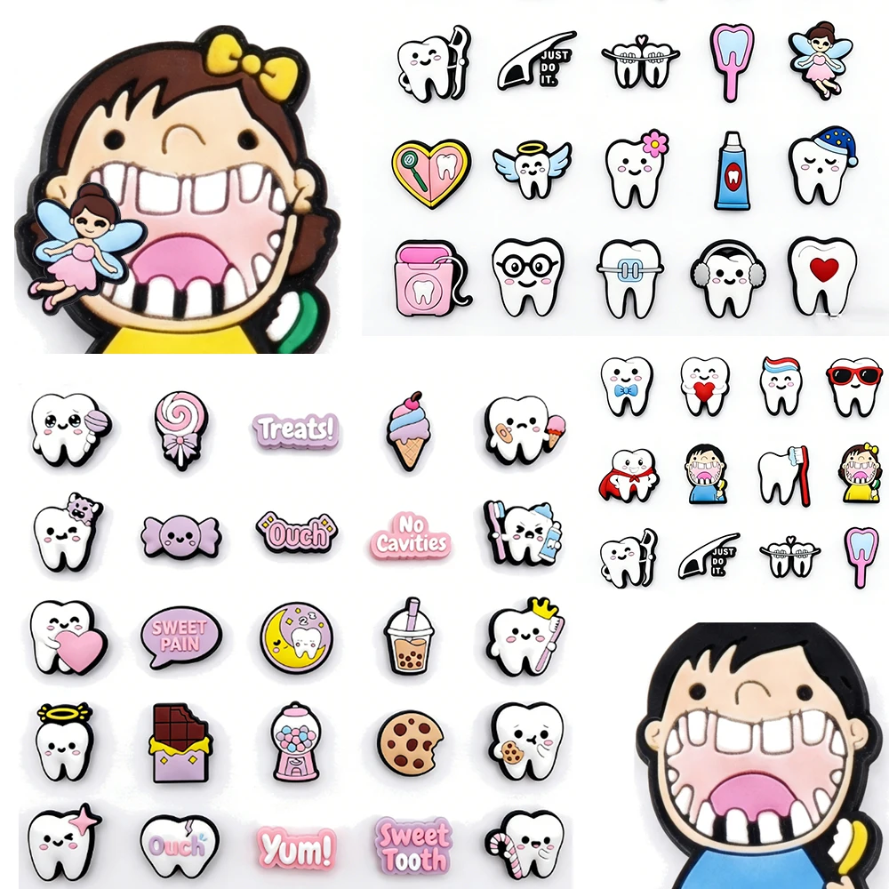 Toothbrush, Dentist, Tooth Fairy Mix Shoe Charms,  DIY Craft Accessories for Kids &Birthday Gifts & Christmas Favors