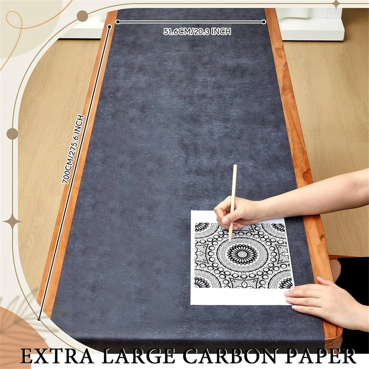 2 Sheets 20.3 X 275.6 Inch Large Graphite Carbon Transfer Paper for Tracing Black Waxed Carbon Paper