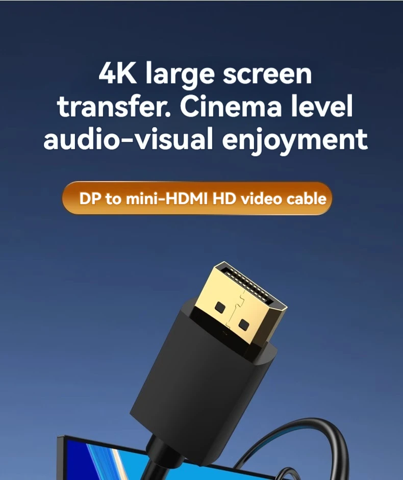 DP zu Mini-HDMI-Kabel 4K Laptop-Grafikkarte an den tragbaren Monitor angeschlossen HD-Video-Verbindungsleitung 4K@60 2K@144 – Detail 1