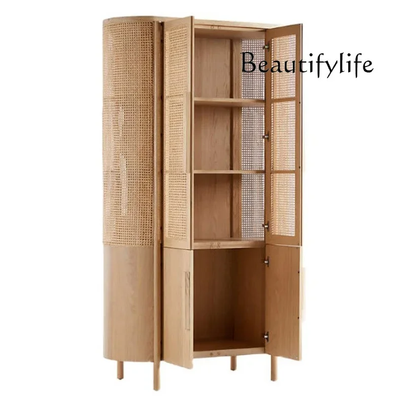 

غرفة نوم كاملة أثاث Japanese-Style Rattan Solid Wood Sideboard Household Retro Simple Storage Cabinet