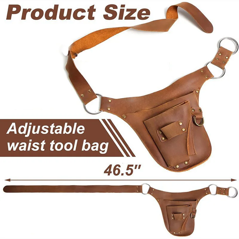 Punk Rivet Garden Tool Waist Bag Portable Tool Pouch  Gardener Carpenter Electrician Multifunctional Tool Storage Bag In Stock