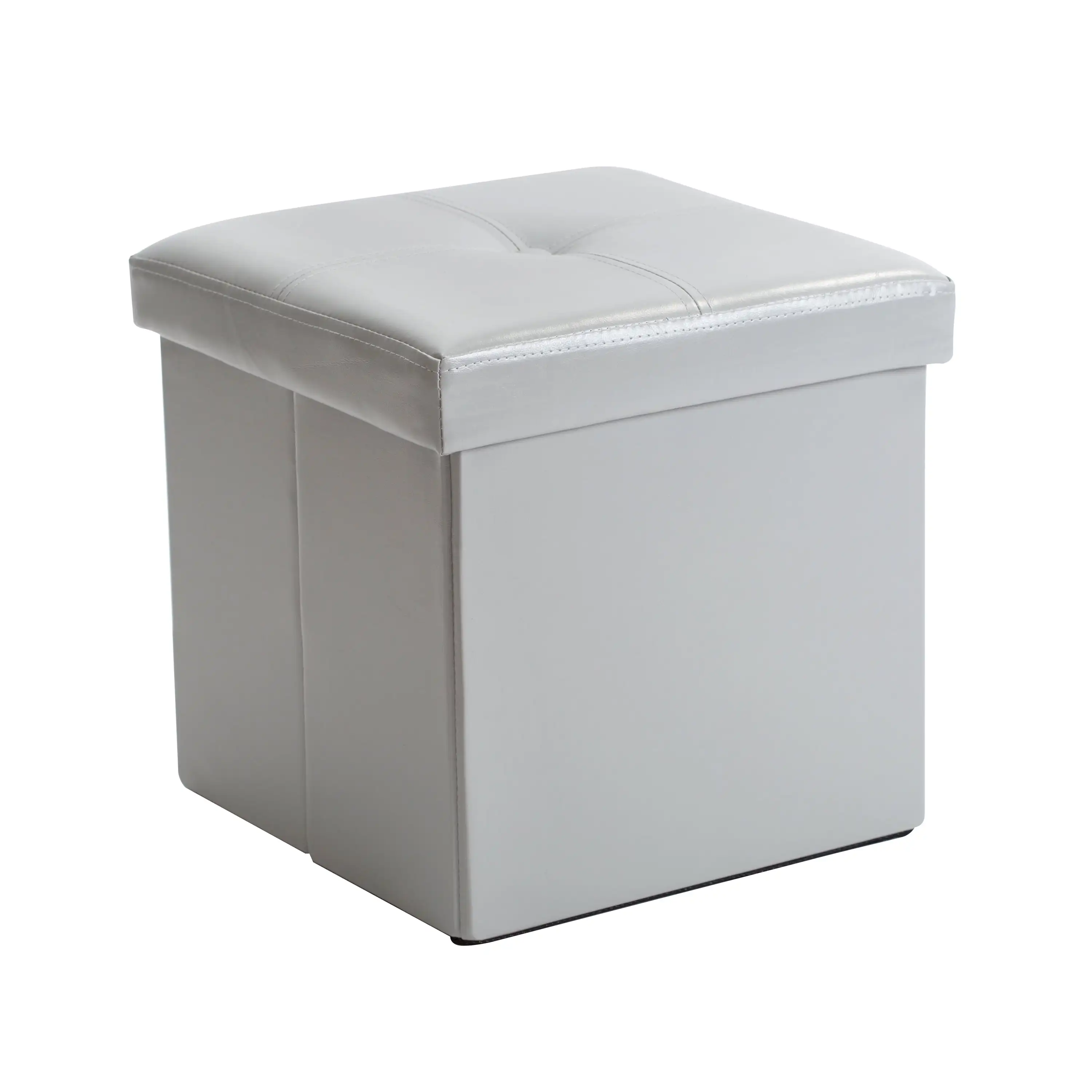 

Gray Faux Leather Foldable Storage Cube Ottoman