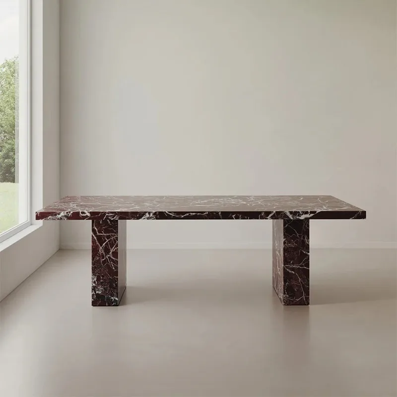 Modern Luxury Rosa Levanto Red Marble Rectangle Dining Table Modern Marble for 8 Base Dining Table Designs for Dining Room