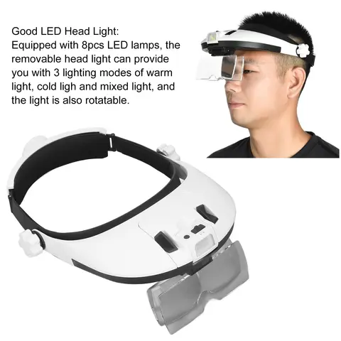 ZK50 Head Magnifier Rechargeable Magnifying Glasses LED with 5pcs Eyeglass for Reading Repair