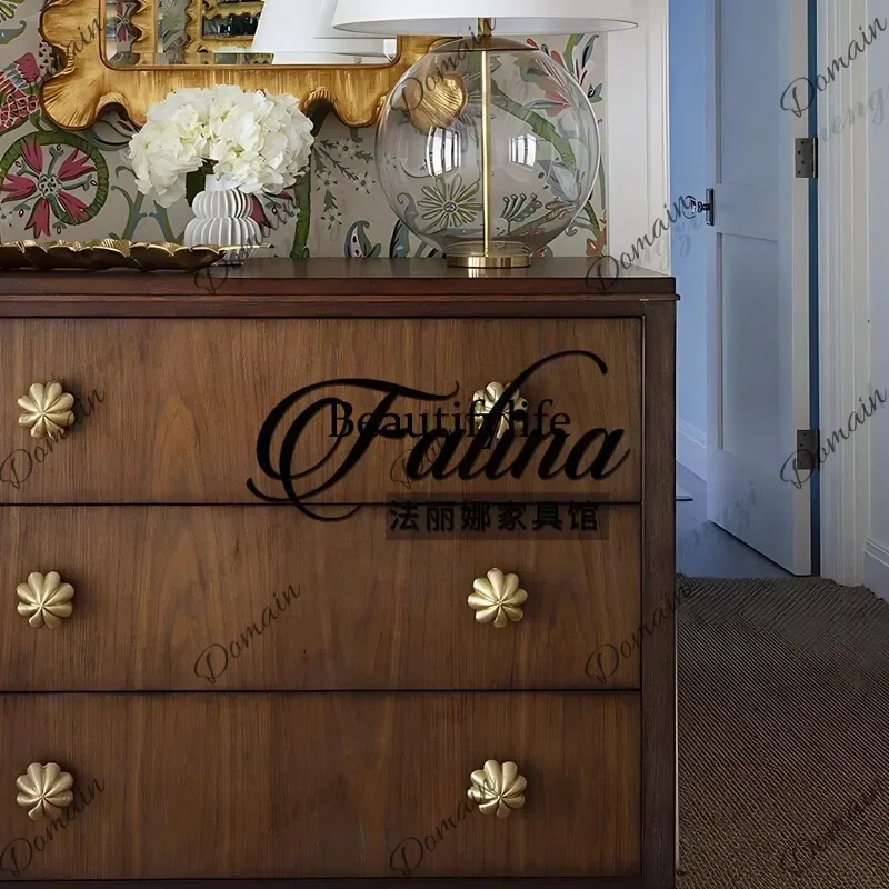 UHV American rural retro chest, entrance cabinet, integrated solid wood entry, three drawers, storage against the wall, side cab