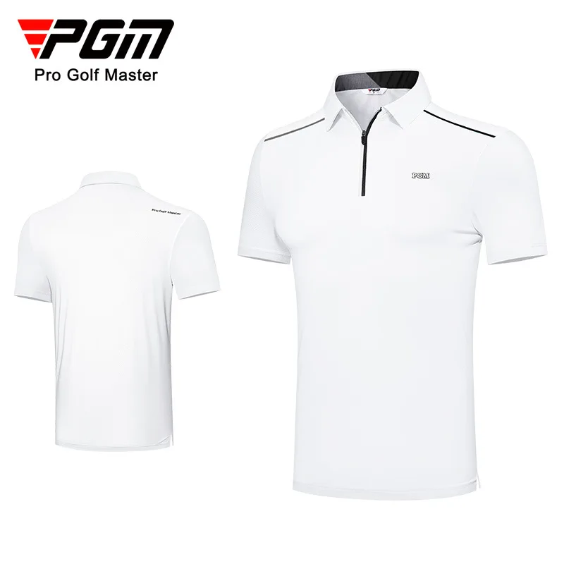 PGM New Golf Apparel t-shirt sportiva estiva a maniche corte da uomo traspirante ad asciugatura rapida con risvolto con cerniera traspirante