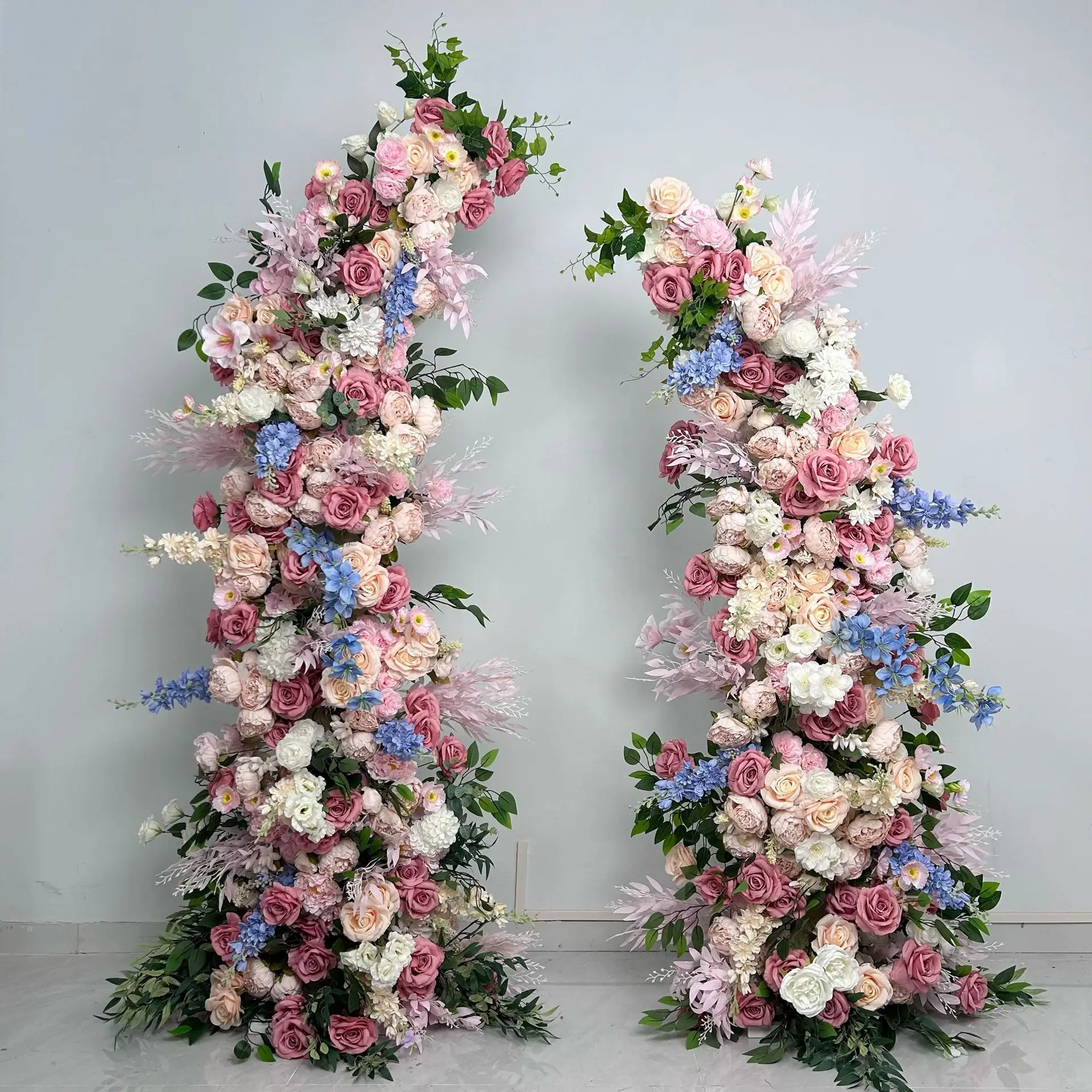 Pink rose horn flower arrangement wedding stage background decoration hydrangea flower art simulation flower