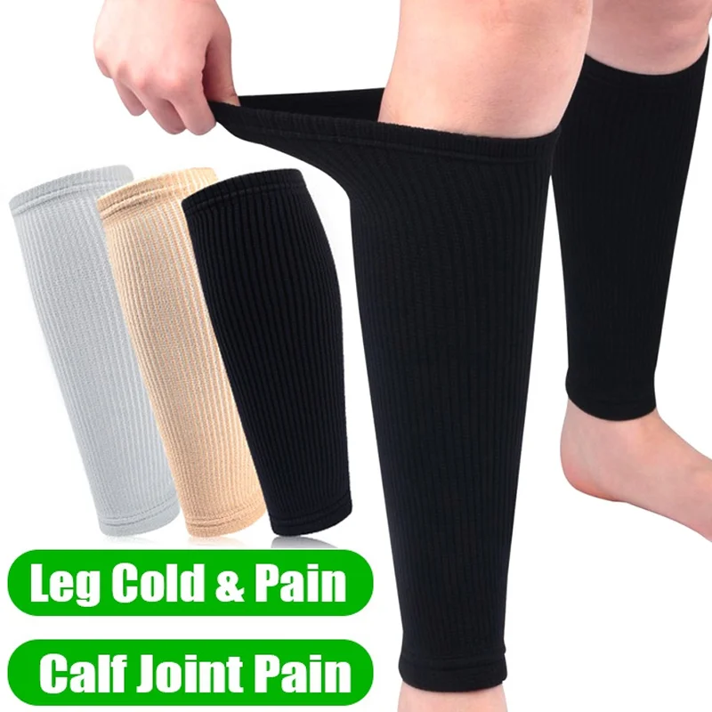 2Pcs Varicose Vein Fatigue Relief Leg Warmer Compression Calf Sleeve Sock Long Stocking Unisex Elastic Sculpting Slim Leg Socks