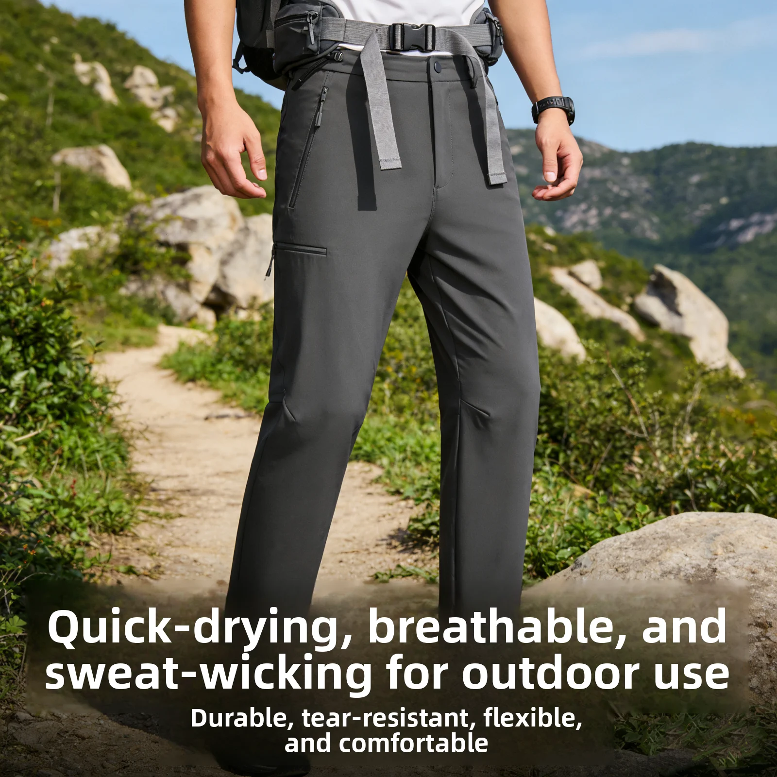 

Men's Casual Straight Leg Pants Spring Summer New Style Lightweight Outdoor Hiking Quick Dry Breathable Sweat Absorbent Long ...