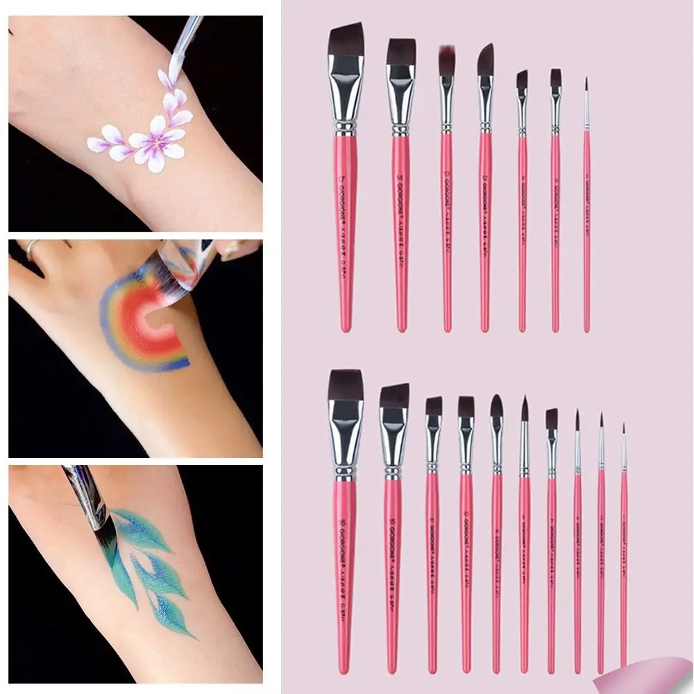 Body Pinting Face Body Art Paint Professional Wooden Handle Paint Brushes Set Nylon Brush Durable Drawing Art Pen Drawing Tool