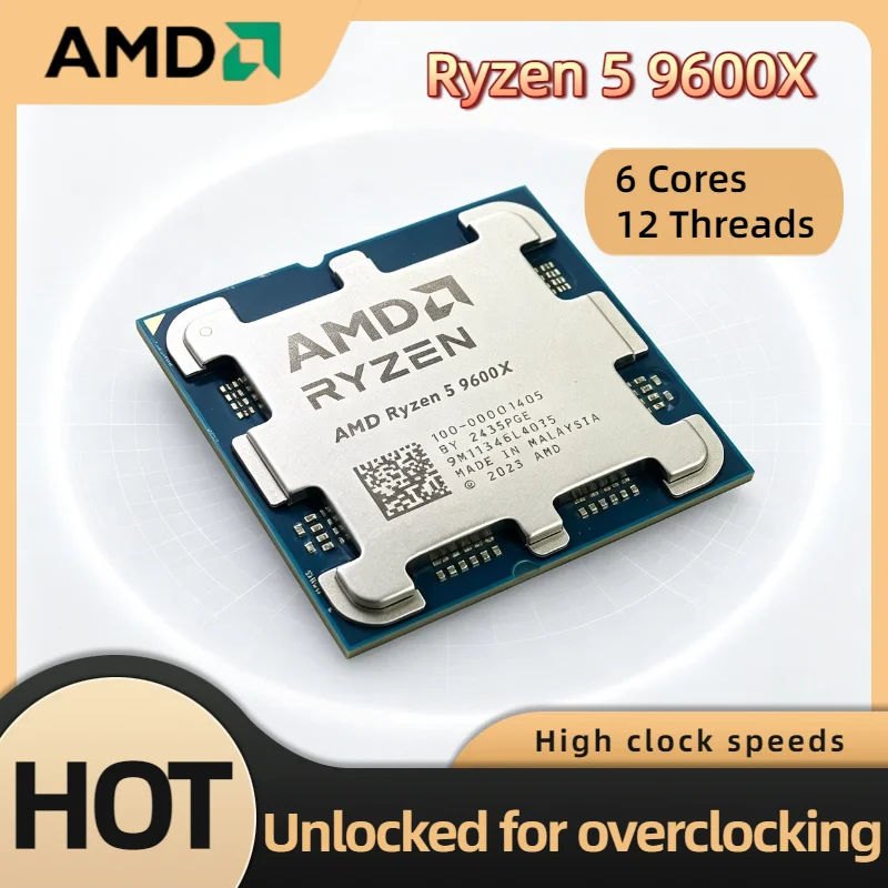 

AMD R5 9600X 6C 12T 5.4GHz AM5 4nm 65W L3 32M DDR5 Desktop CPU for Enthusiast Build V30 Max Pro Ultra 4K Performance