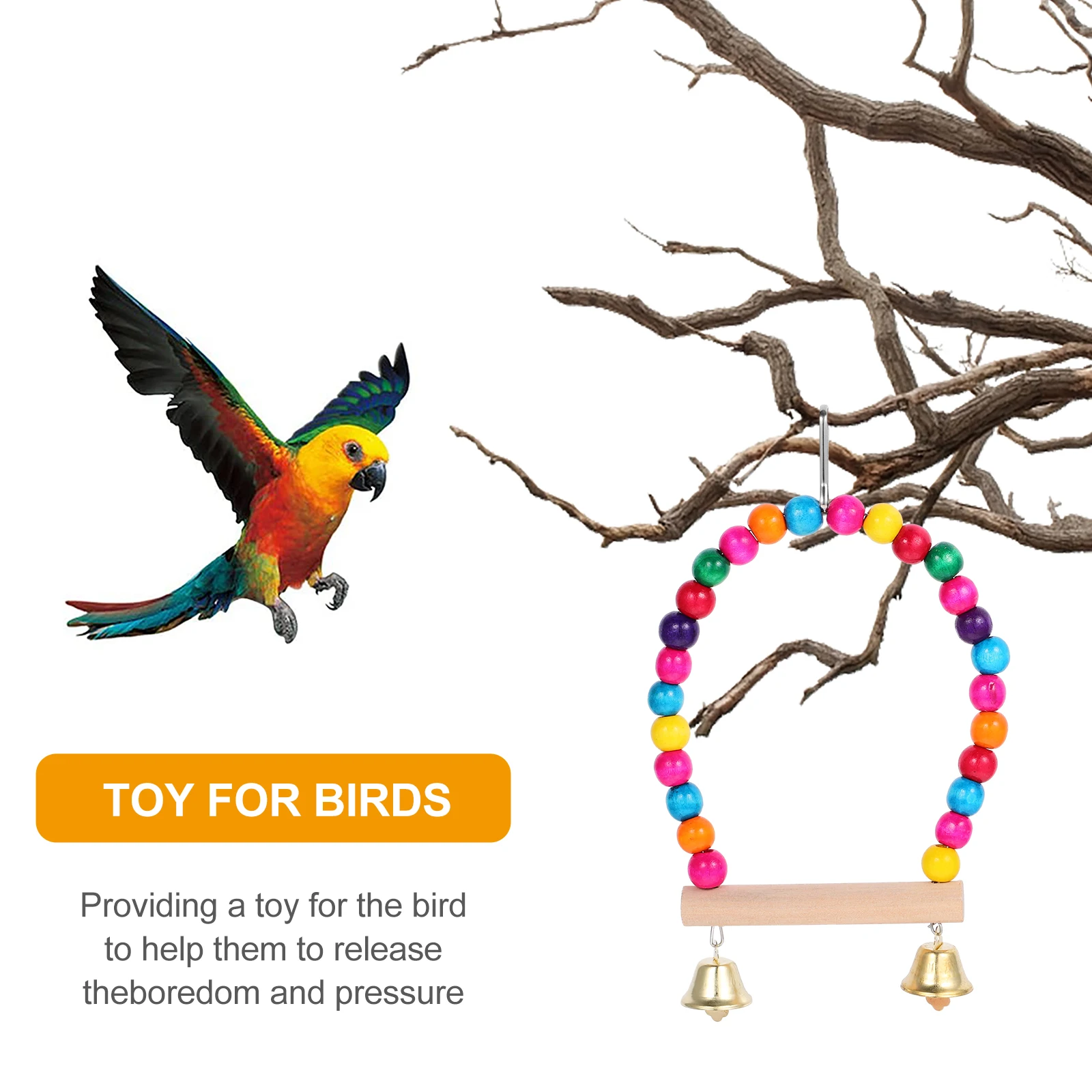 

2Pcs Bird Cage Chewing Stick Natural Wood Swing Stand Parrot Perch Hanging Balance Training Parakeet Resting Bird Cage Decor