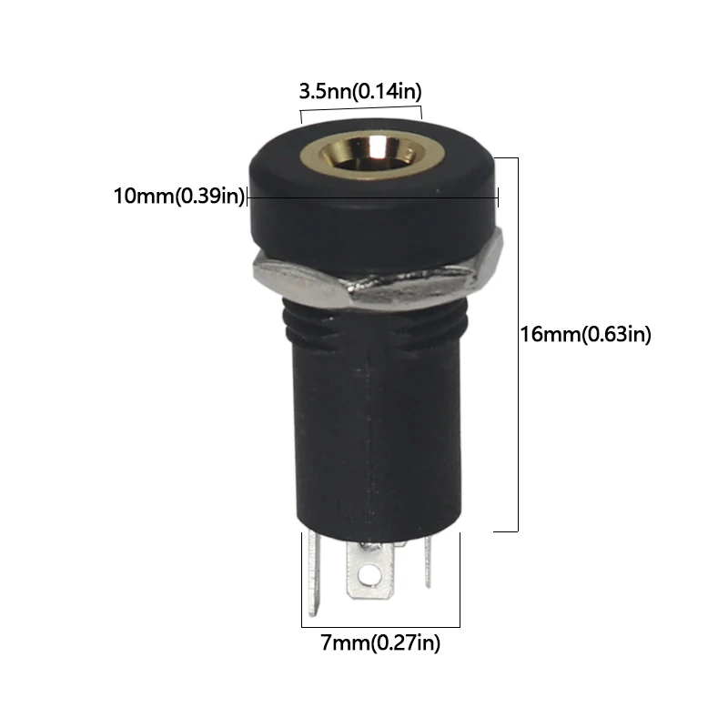 【5PCS】3.5MM 4Pin Audio Jack Socket Stereo 4 Pole Solder Panel Mount With Nut Connector Headphone Female Socket PJ-392A PJ392A