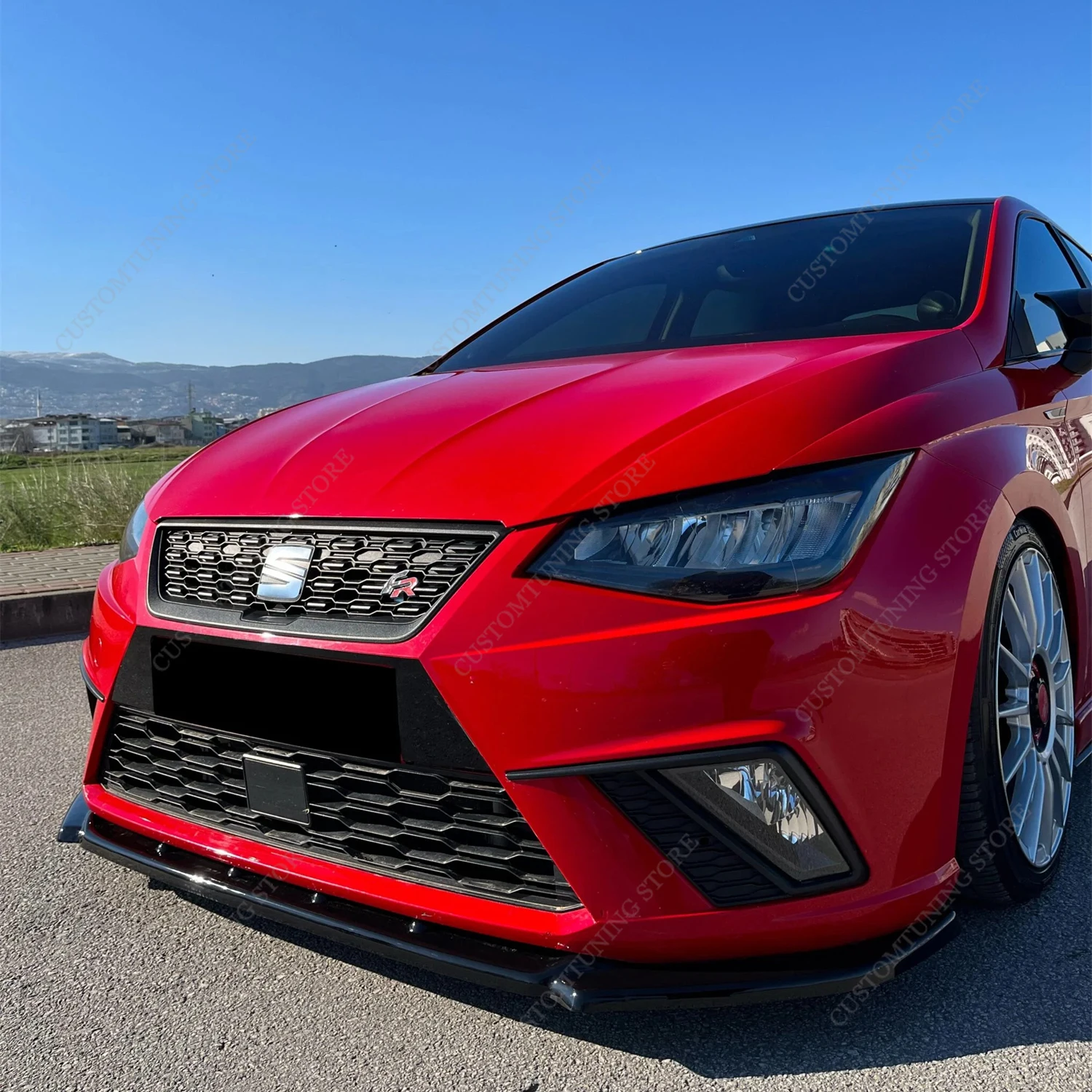 

Gloss Black Front Bumper Lip Spoiler Diffuser Splitter Canard Retroft For Seat Ibiza MK5 6F FR 2018-2024 BodyKits Tuning