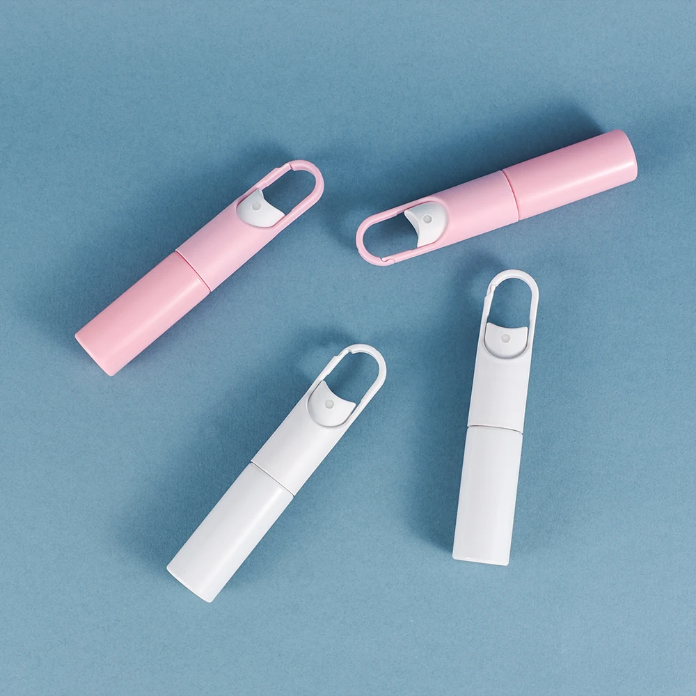 2Pcs 20ml Whit/Pink Empty Spray Bottles with Hook Fine Plastic Travel Refillable for Perfume Essential Oils Toners Cosmetics