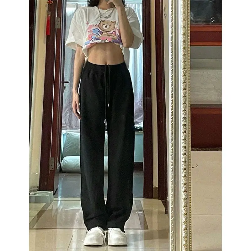 Deeptown Baggy Sports Sweatpants Woman Oversize Casual Jogger Korean Fashion Loose Pants America Jogging White Straight Trousers