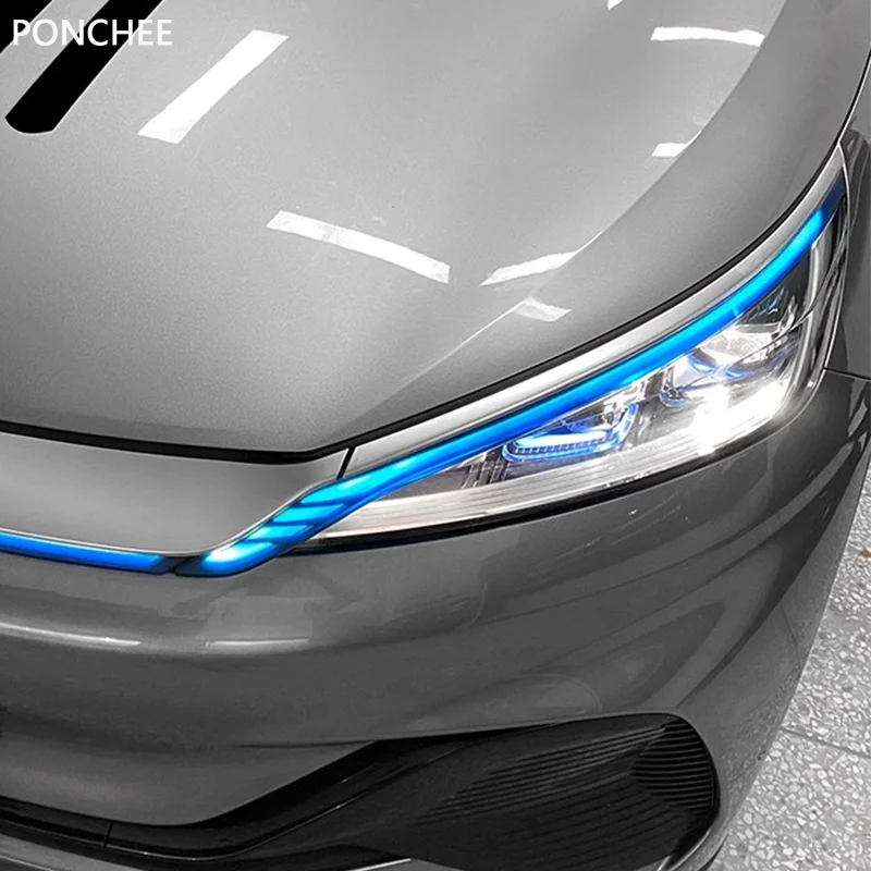 

For BYD Atto 3 Accessories 2022-2025 Day Running Light To Blue Film Headlights and Eyebrow Stickers Automotive Supplies