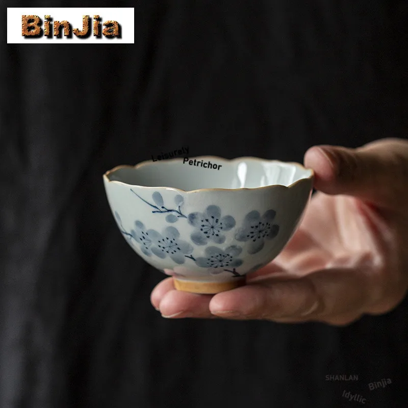 

80ml Hand-painted Plum Blossom Teacup Zen Tea Bowl Single Cups Tea-tasting Fragrance Cup Jianzhan Master Cups Chinese Tea Set