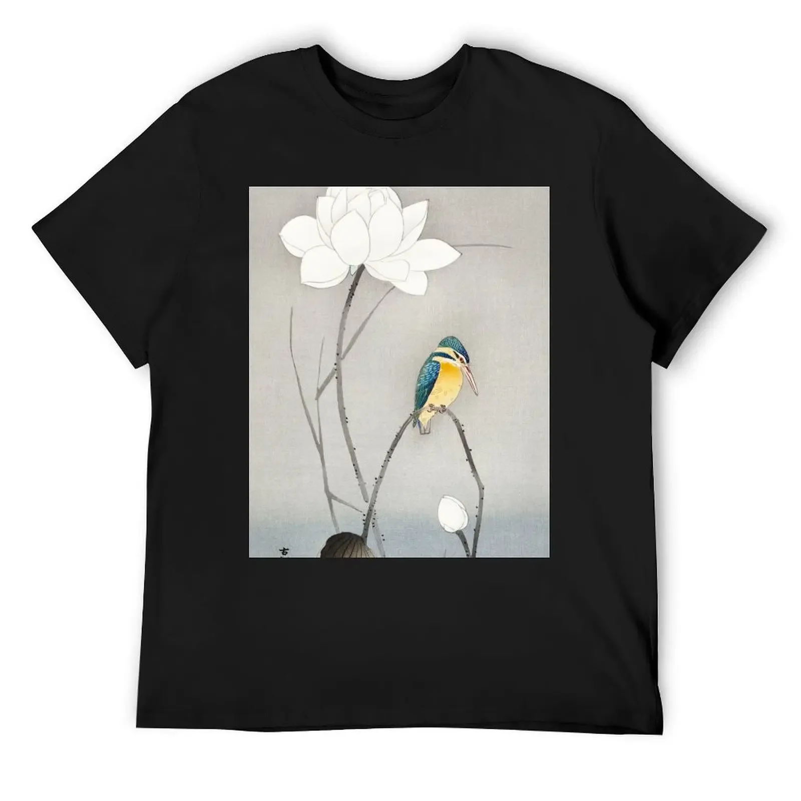 Japanese Art Kingfisher with Lotus Flower (1900 - 1945) by Ohara Koson T-Shirt quick-drying vintage t shirt men