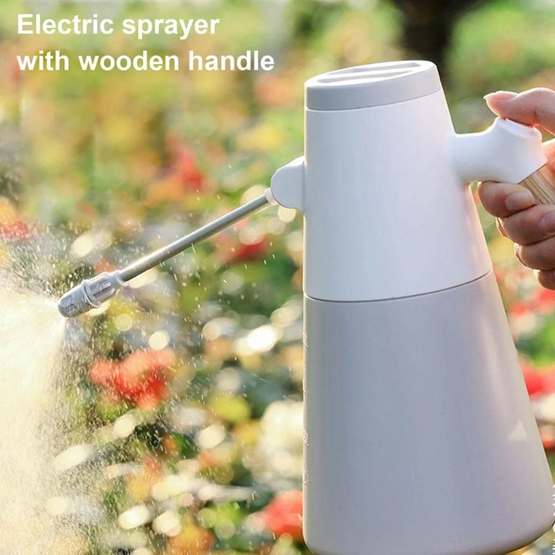 

1400ML Electric Plant Watering Can Automatic Water Sprayer Electric Watering Can With Wooden Handle/Adjustable Nozzle