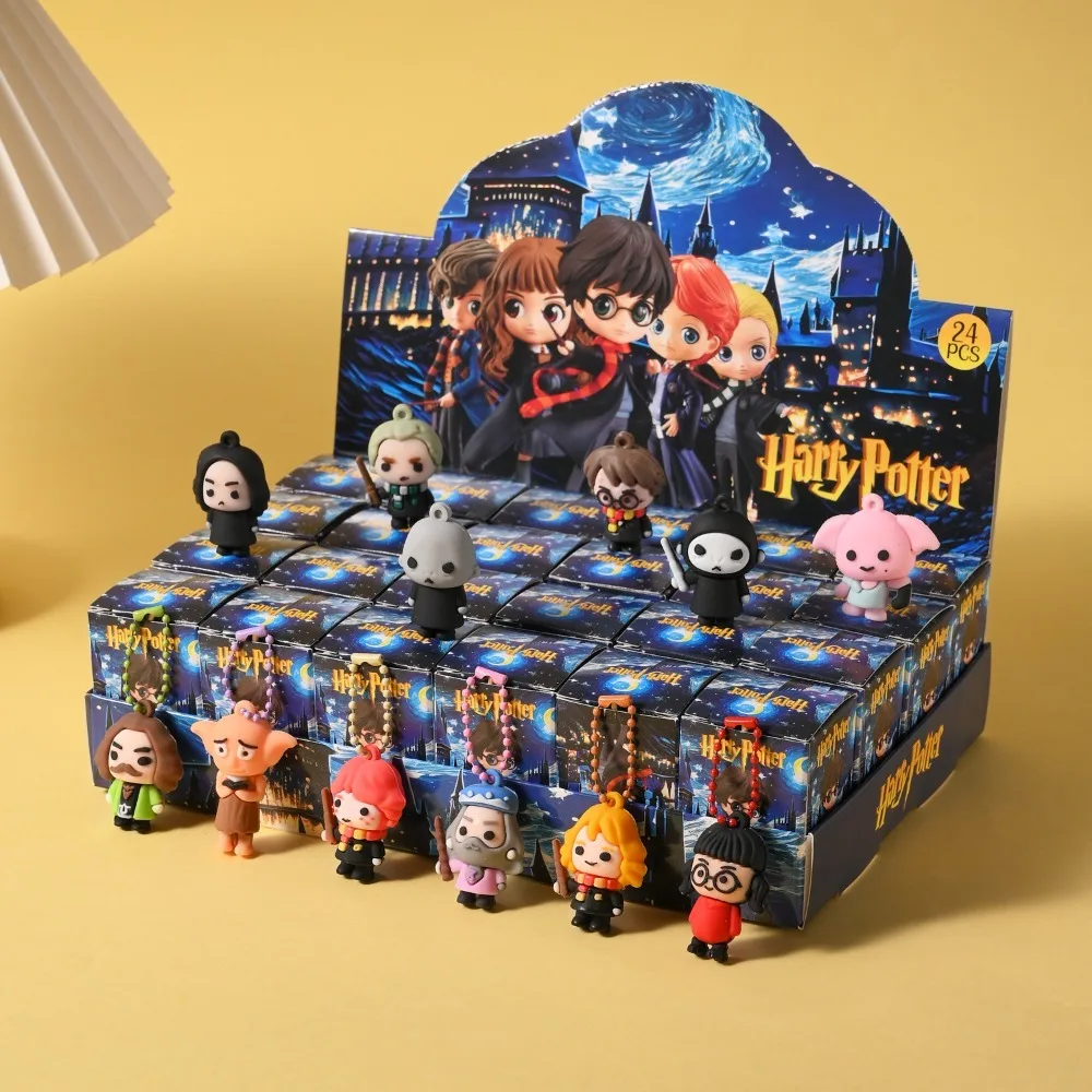 Llavero de caja sorpresa de Harry Potter, set de 12 piezas, colgante de mini muñeco de personaje de dibujos animados de Hermione en PVC 3D, colección de juguetes de caja sorpresa.