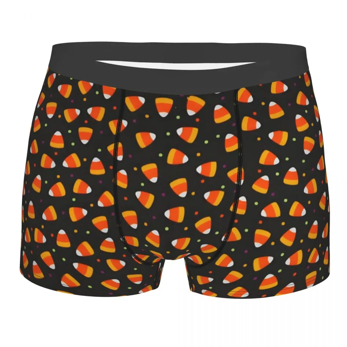 Custom Candy Corn Dots On Black Halloween Novelty Underwear Male Printed Boxer Briefs Shorts Panties Soft Underpants