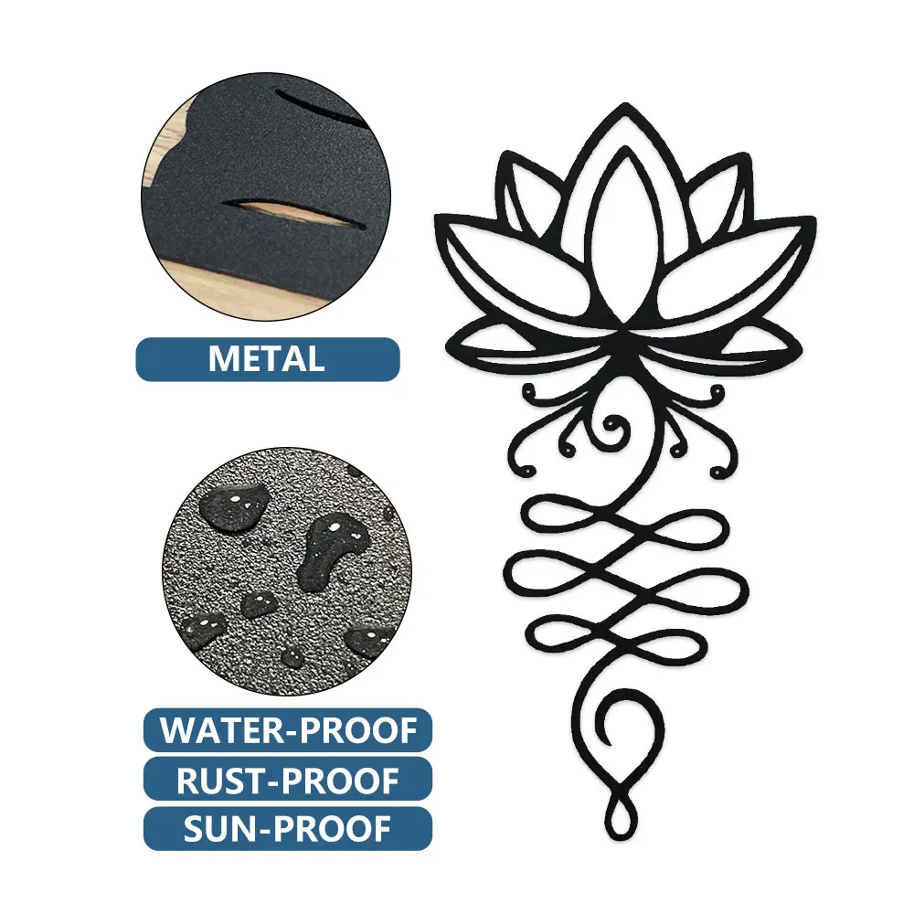 Lotus Wall Decoration,1pc Metal Black Lotus Wall Art Hollow Wall Logo, Metal Flower Wall Outline Bedroom Garden Hotel Decoration