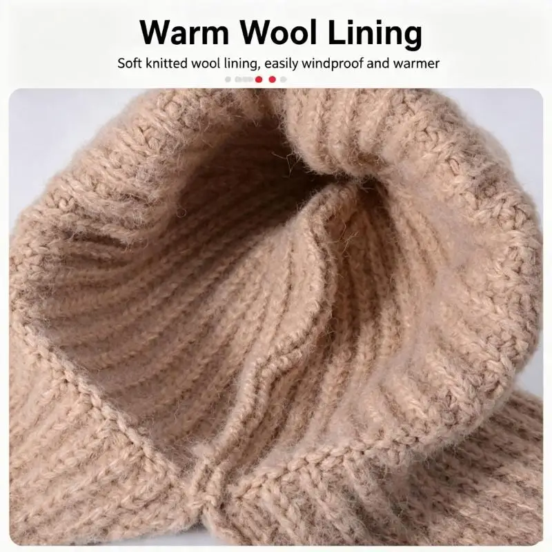 39BD Travel Ready Hat for Adults and Teens, Soft Acrylic Earflap Winter Warm Cap with Bear Ear Detail and Tie Strands Outdoors