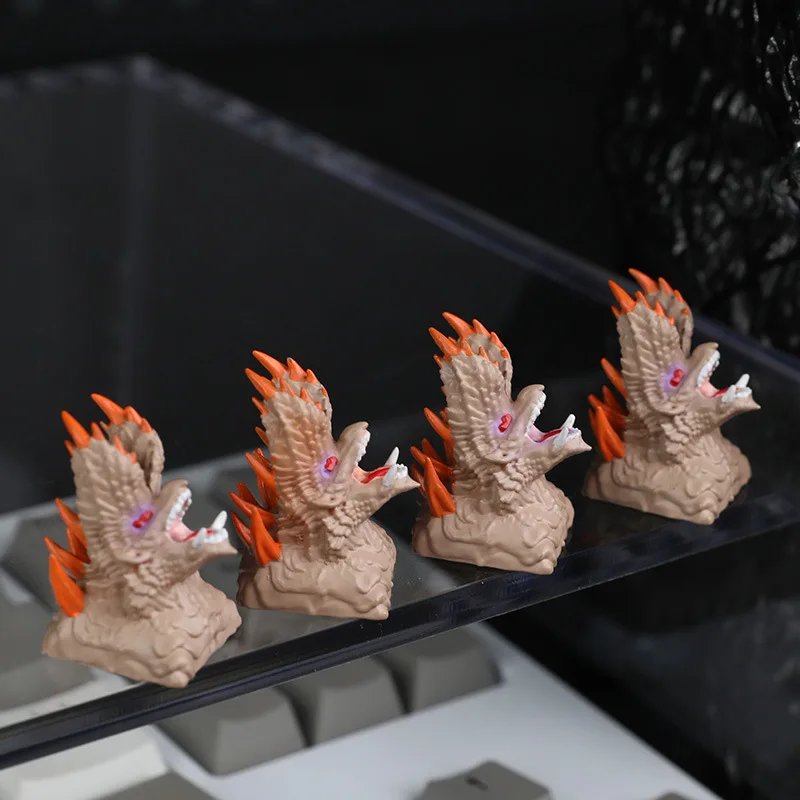Personalized Mechanical Keyboard Keycaps Cross Hole Resin Keycaps Universal Hand-Painted Steel Dragon Game Peripheral Keycaps