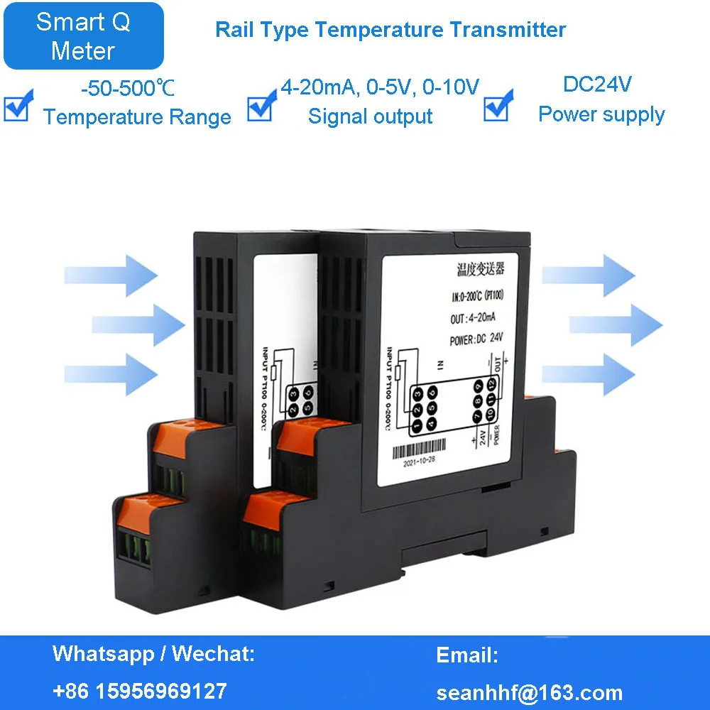 Intelligent Thermal Resistance temperature transmitter signal isolation module Pt100 thermocouple to current voltage 485