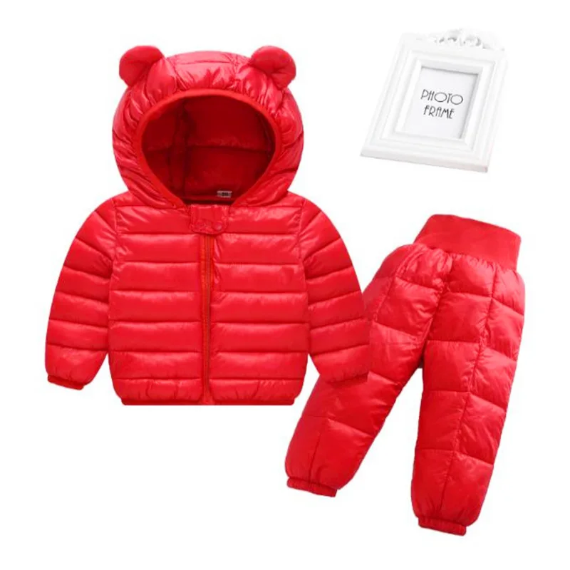 

1-6 Years old Baby Girls Boys Down Clothing Sets Winter Warm Suits Kids Snowsuit Coats+Pants 2Pcs Autumn Fashion Solid Outfits