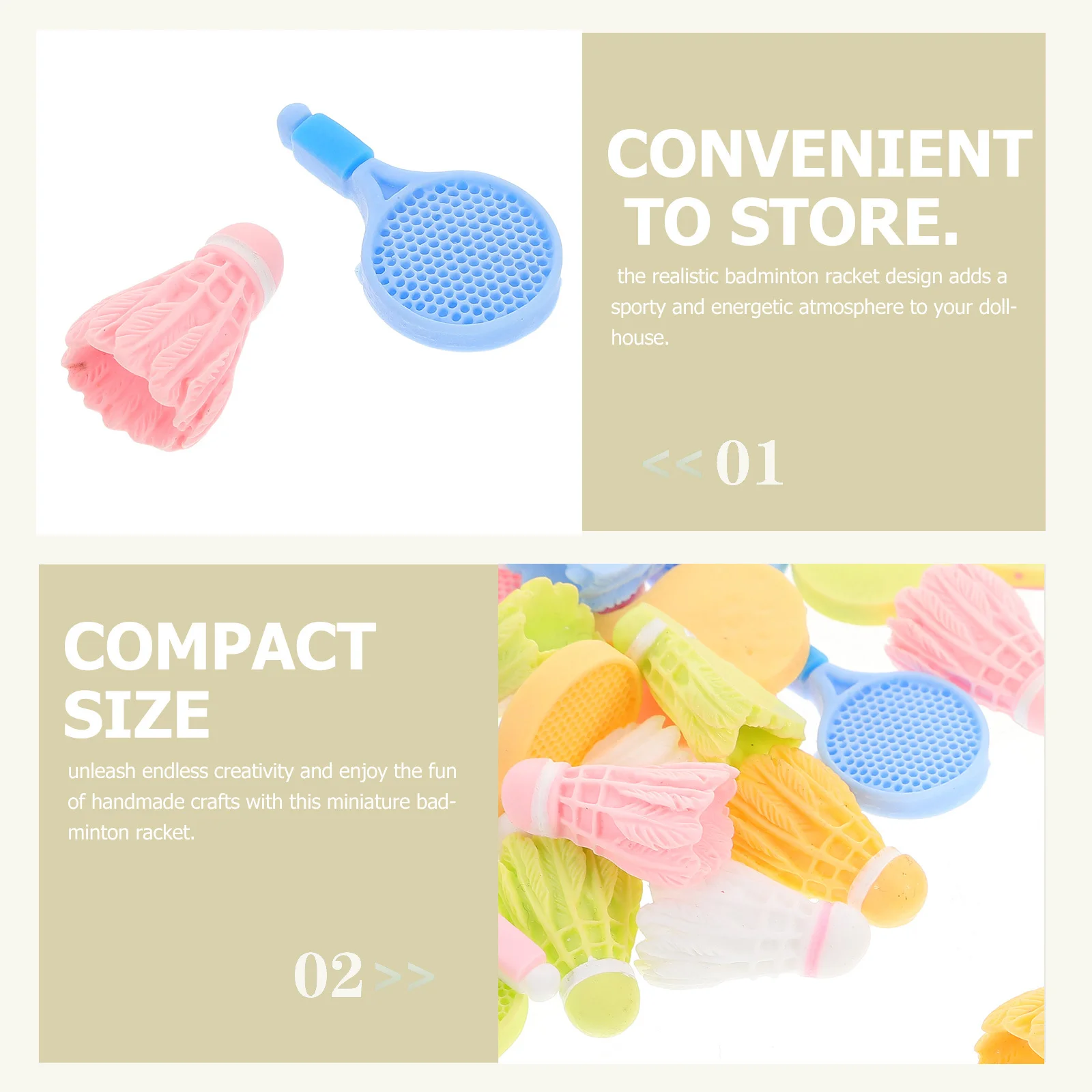 12 set di racchette da badminton in miniatura per la decorazione della stanza dei bambini Bomboniere Aspetto realistico Accessori per casa delle bambole in miniatura