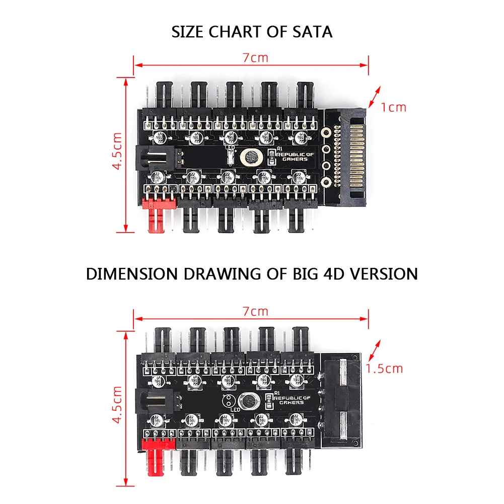 1 to 10 4Pin PWM Speed Controller HUB Socket Fans Extension Adapter PC Speed Controller Adapter for Computer PC