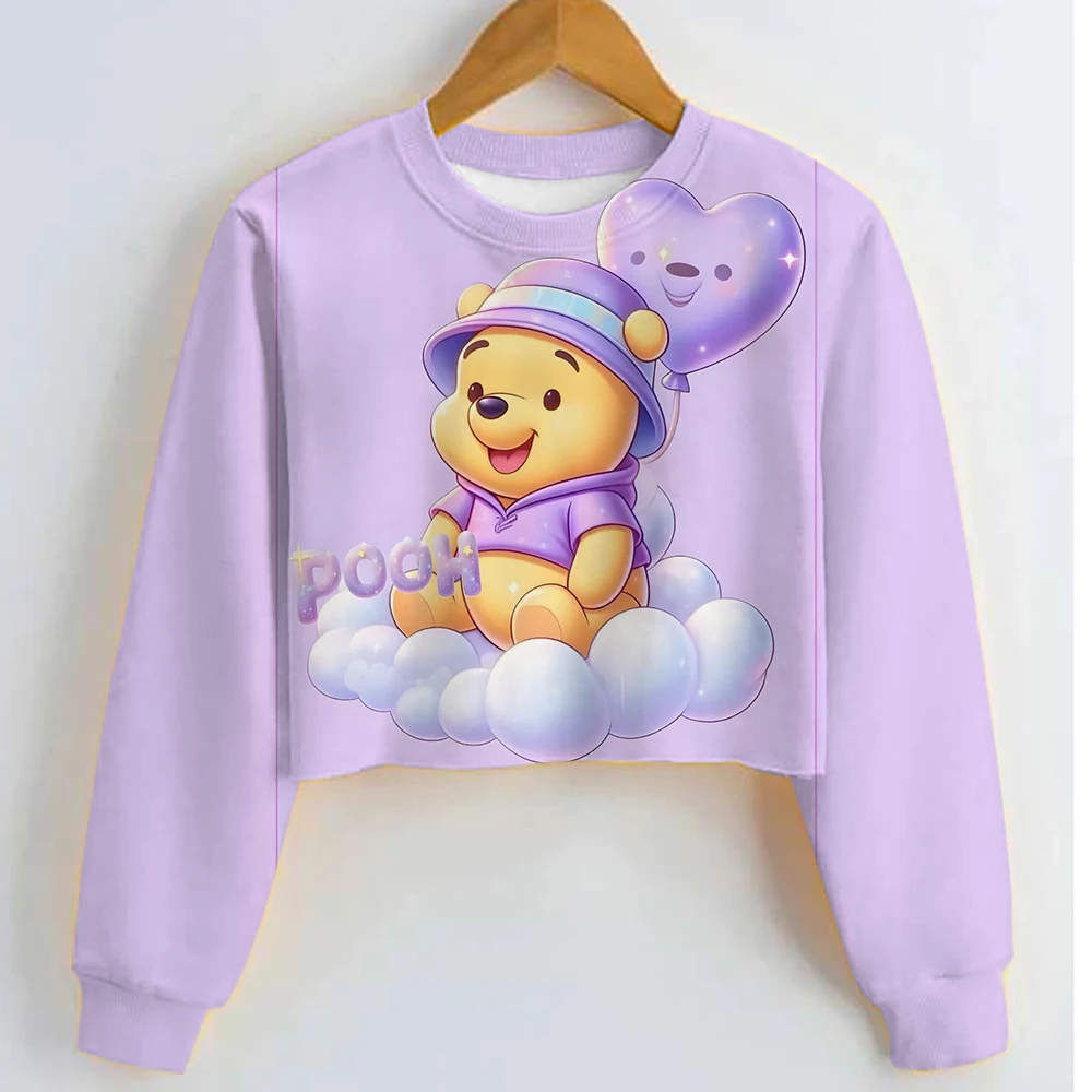 

Spring and Autumn Children's Disney Winnie the Pooh Sportswear Fashion Cartoon Style Round Neck Ultra Short Hoodie
