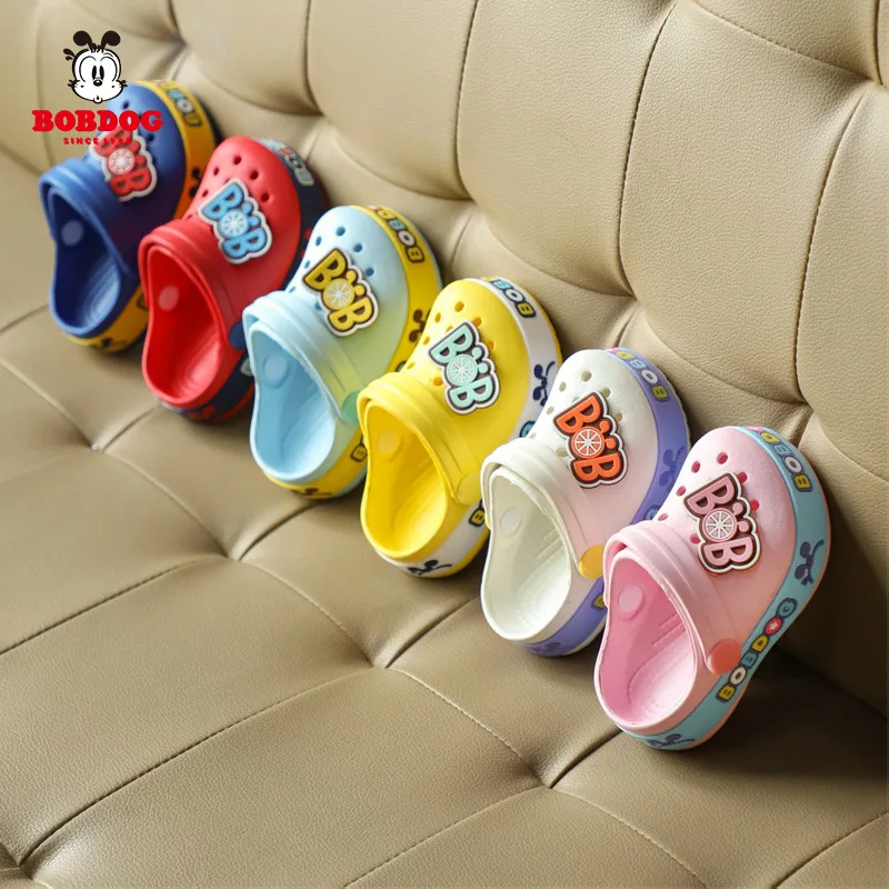 

BOBDOG Summer Sandals Kids Mules Baby Boys Girls Cartoon Baby Sandals Flat Heels Solid Cartoon Slippers Children's Garden Shoes