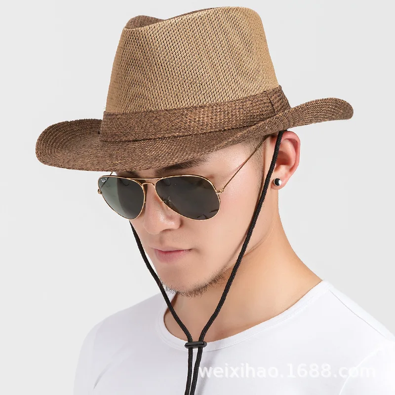 Straw Hat Men's Spring and Summer Outdoor Breathable Sun Hat Casual Sun-Proof Hat