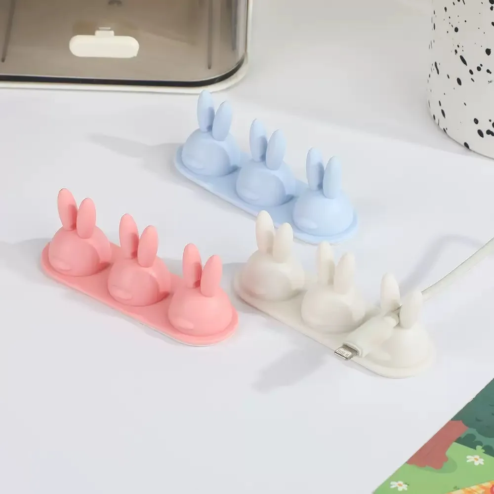 Cute Bunny Desktop Cable Organizer Charging Cable Holder And Organizer Self Adhesive Mobile Phone Cable Winder